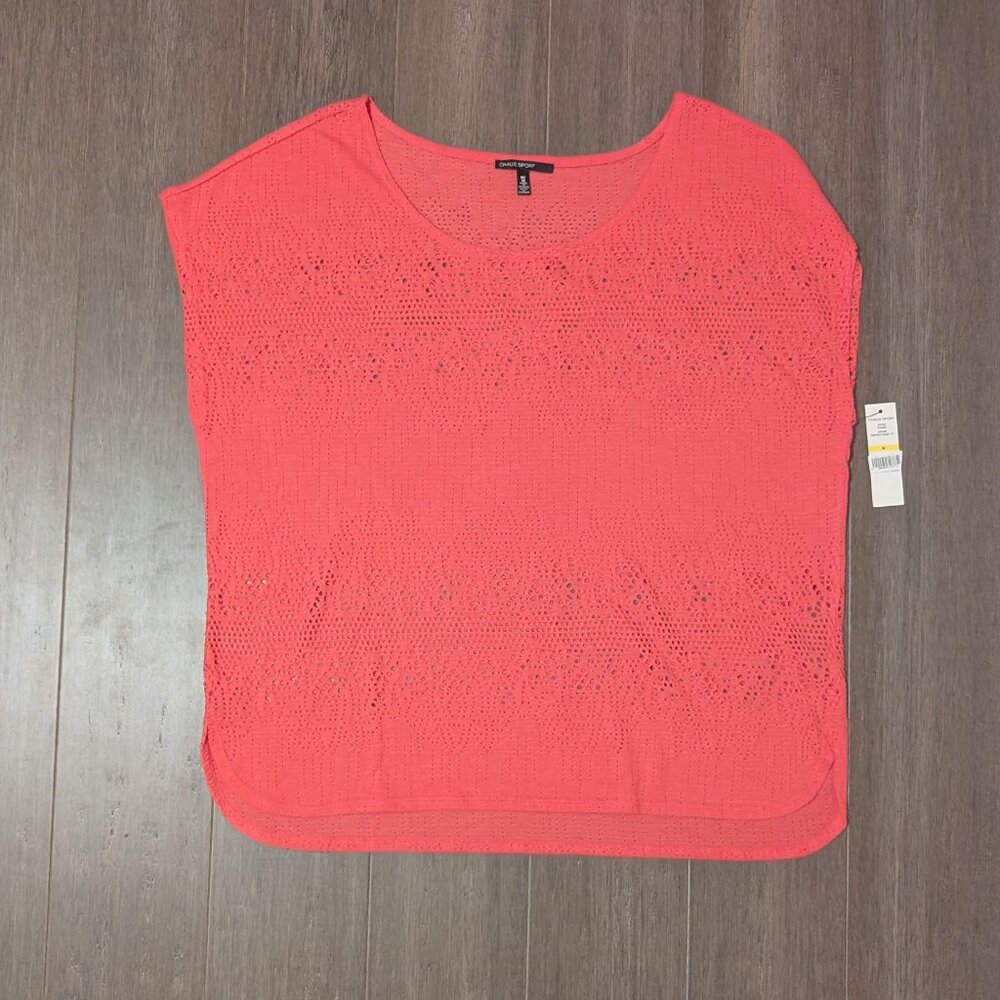 Chaus Sport Coral Pink Eyelet Sleeveless Top - Size M